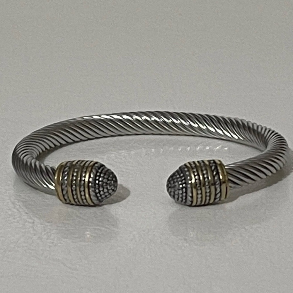 Silver and Gold-Tone Twisted Cuff Bracelet